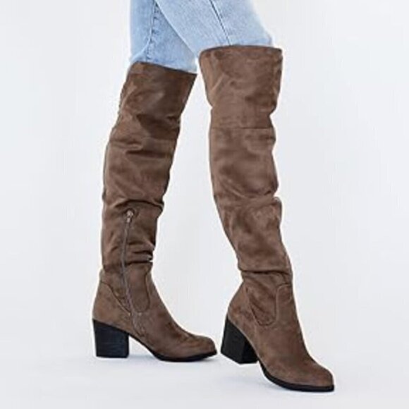 Journee Collection Shoes - Journee Collection Women's Sana Block Heel Over The Knee Boots